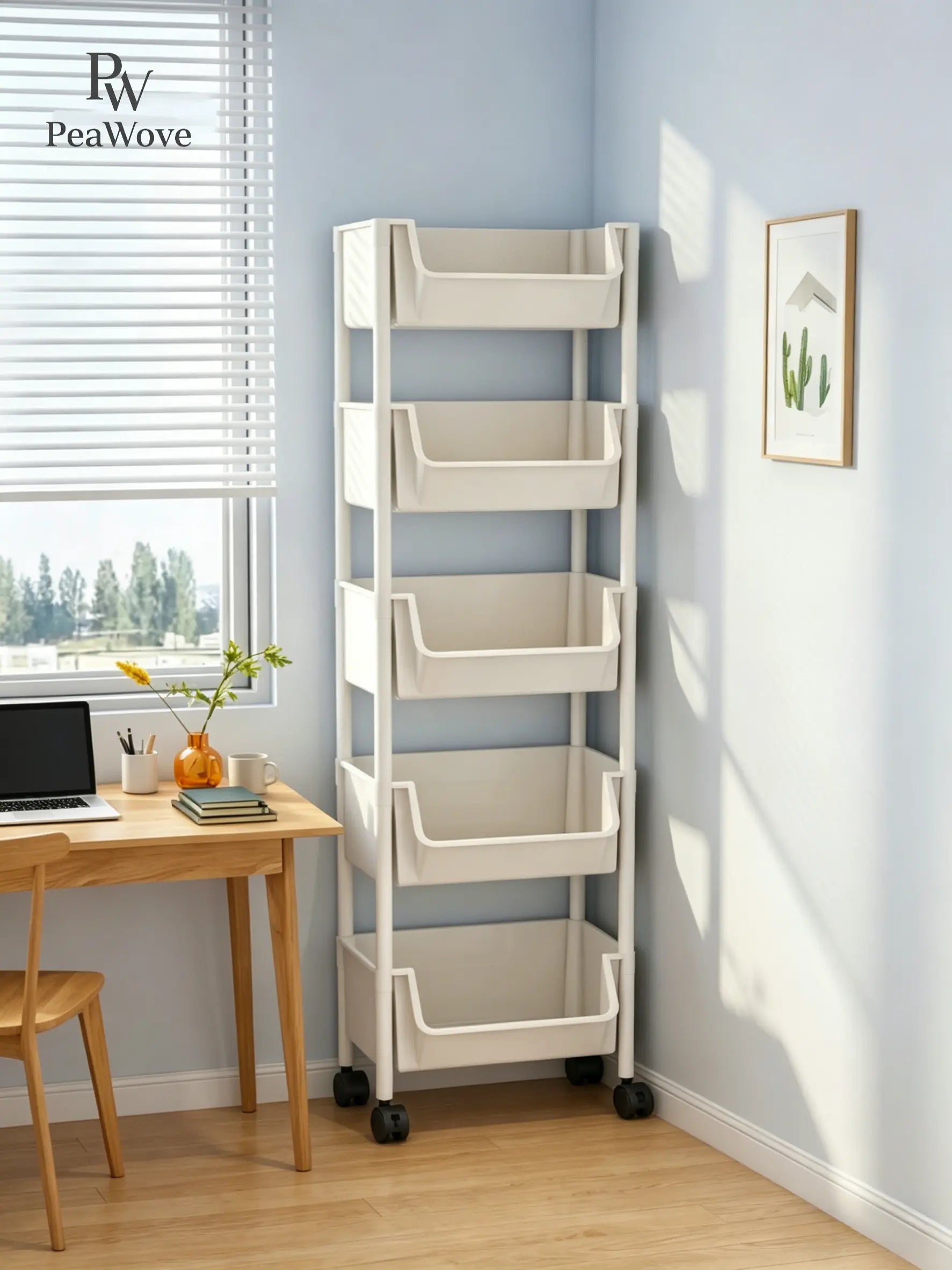 Peawove Multifunctional Multi-Layer Plastic Storage Cartwith Wheels, Layered Shelf Organizer for Bedroomkitchen Bathroom Living Room, Adjustablestanding Shelf Suction Cup Sponge Holder for Kitchen Sink Semiannual Sale 2026 Easy Install Kit Glove Clip Cas