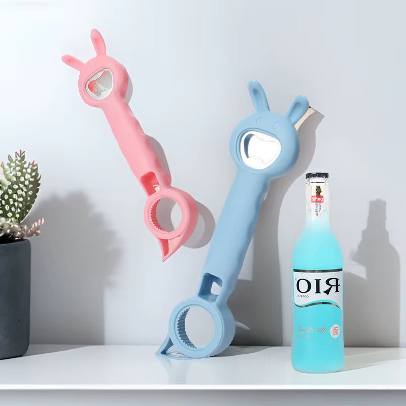 1PCS 4 in 1 Beer Bottle Opener Multi-Purpose Beverage Jar Can Bottle Opener Plastic Corkscrew Dining Bar Gadgets Kitchen Tool