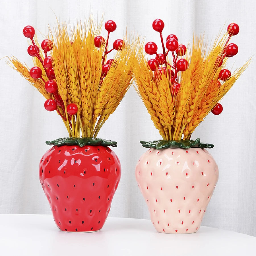 Strawberry Vase, Ceramic Fruit Shaped Vase, Home Decoration, New Year Decoration Vase