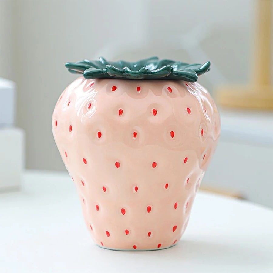 Strawberry Vase, Ceramic Fruit Shaped Vase, Home Decoration, New Year Decoration Vase