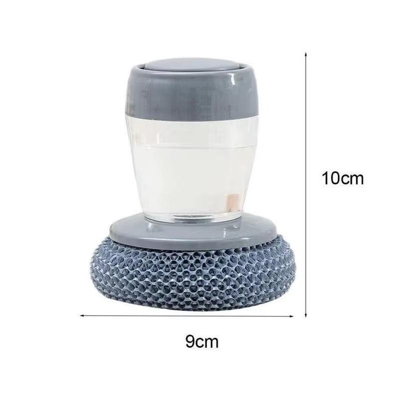 Cepillo Lavaplatos Portátil con Dispensador de Jabón en color gris, práctico y compacto para el lavado eficiente de platos.