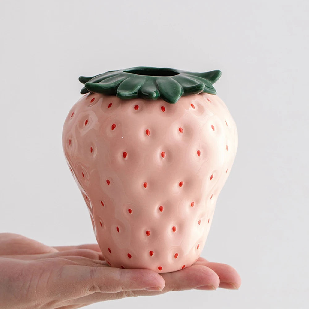 Strawberry Vase, Ceramic Fruit Shaped Vase, Home Decoration, New Year Decoration Vase