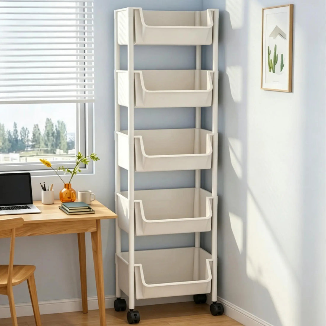 Peawove Multifunctional Multi-Layer Plastic Storage Cartwith Wheels, Layered Shelf Organizer for Bedroomkitchen Bathroom Living Room, Adjustablestanding Shelf Suction Cup Sponge Holder for Kitchen Sink Semiannual Sale 2026 Easy Install Kit Glove Clip Cas