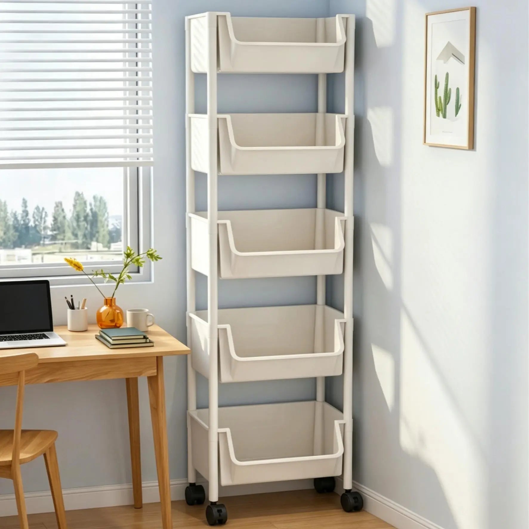 Peawove Multifunctional Multi-Layer Plastic Storage Cartwith Wheels, Layered Shelf Organizer for Bedroomkitchen Bathroom Living Room, Adjustablestanding Shelf Suction Cup Sponge Holder for Kitchen Sink Semiannual Sale 2026 Easy Install Kit Glove Clip Cas