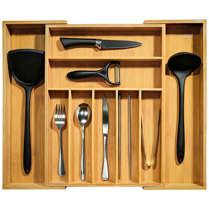 WGCTEK Expandable Kitchen Drawer Organizer Adjustable Utensil Holder &amp; Cutlery Tray Organiser for Silverware Flatware Knives in Kitchen Drawer Divider