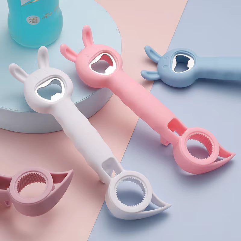 1PCS 4 in 1 Beer Bottle Opener Multi-Purpose Beverage Jar Can Bottle Opener Plastic Corkscrew Dining Bar Gadgets Kitchen Tool