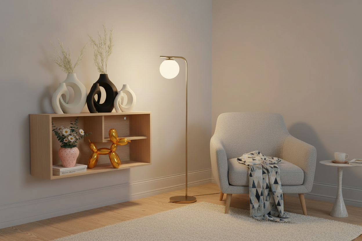Ambiente escandinavo con perro liso