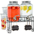 Glass Drink Dispenser with Stand & Stainless Steel Spigot – 1 Gallon Drink Dispensers for Parties, Glass Beverage Dispenser Set, Punch Bowl for Lemonade