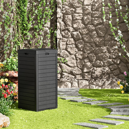 31-Gallon Outdoor Trash Can, a Concealed Trash Can with a Lid and Drip Tray, Made of Easy-To-Clean Resin, Suitable for Home and Garden Use, Black