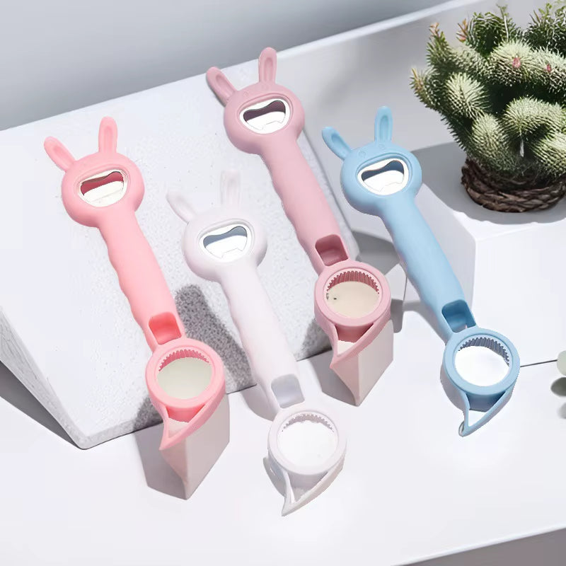 1PCS 4 in 1 Beer Bottle Opener Multi-Purpose Beverage Jar Can Bottle Opener Plastic Corkscrew Dining Bar Gadgets Kitchen Tool